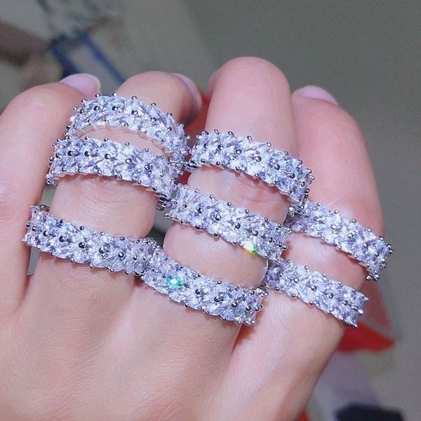 

colorful stones cubic zircon rings for women eternity engagement wedding lady fashion jewelry gifts party crp2020, Golden;silver