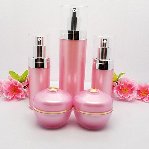 

storage bottles & jars 30g 50g 30ml 120ml high grade cosmetic containers pink acrylic bottle refillable cream jar emulsion lotion 10pcs1