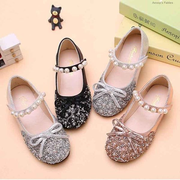 

flat shoes kids rhinestone dress elegant beading flats princess girls party wedding dance light-weight slip-resistant moccasin, Black;grey