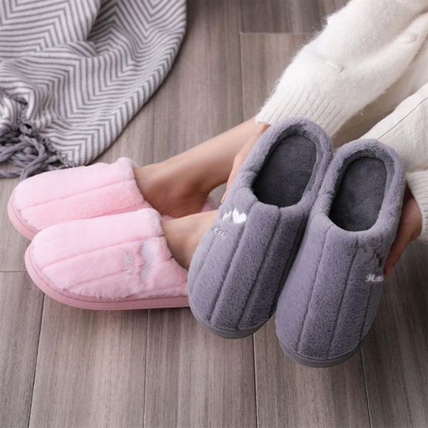 

classic men women plush slippers winter warm fur shoes men woman non-slip 3d cute bow home indoor comfort boys girls slippers, Black