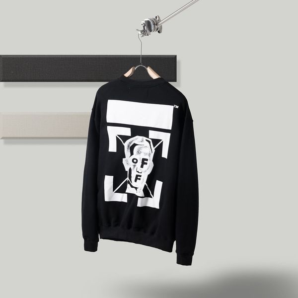 

long sleeves sweatshirt ow black with masked face arrows clothing mans womans off luminous clothing couple white oversized