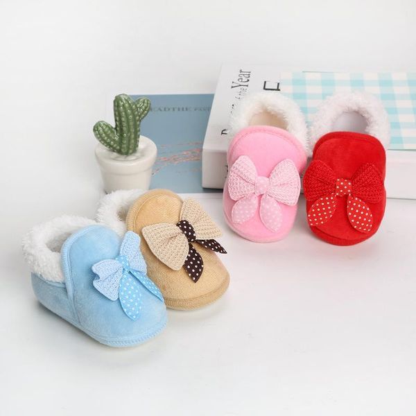 

baby girls boys shoes 2020 new fashion newborn infant bow-knot fur ankle length winter warm snow boots 0-18m1
