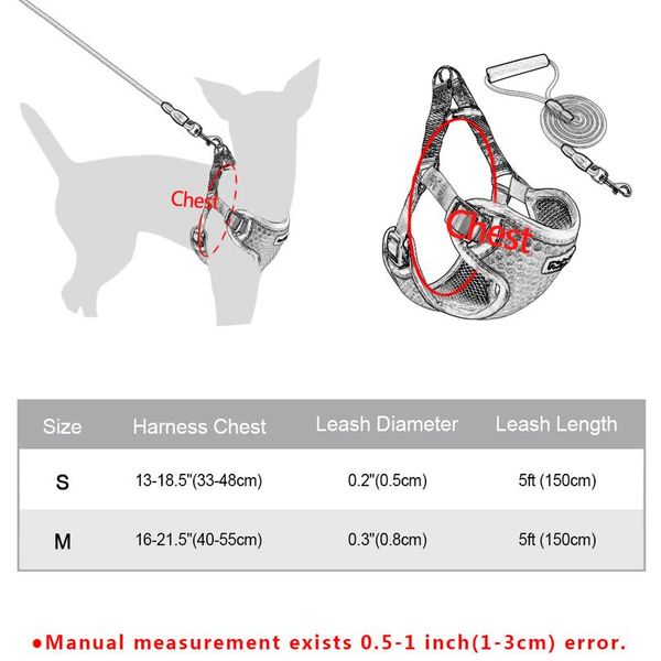 

breathable nylon mesh dog puppy harness no-pull reflective pet harness vest dog leash for small large dog pitbull french bbyavx