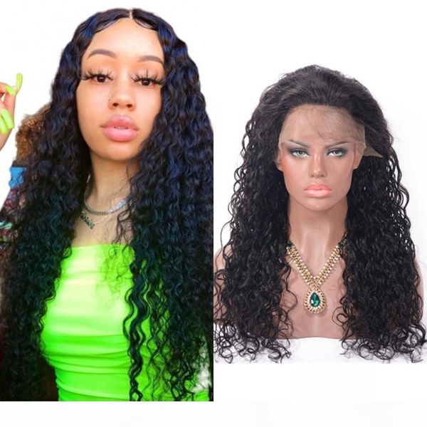 

brazilian full lace wigs with baby hair 150% density short water wave human hair wigs for women, Black;brown