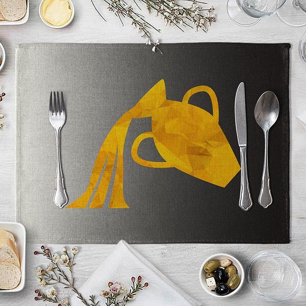 

золотое животное placemat для обеденного стола кофейный напиток американские острова цвет украшения собака индивидуальный стол мат чаша h wm