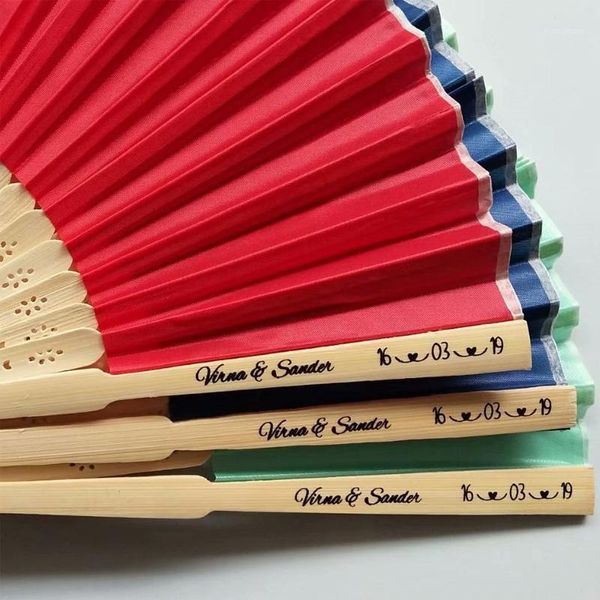 

50pcs personalized luxurious silk fold hand fan in elegant laser-cut gift box +party favors/wedding gifts+printing1