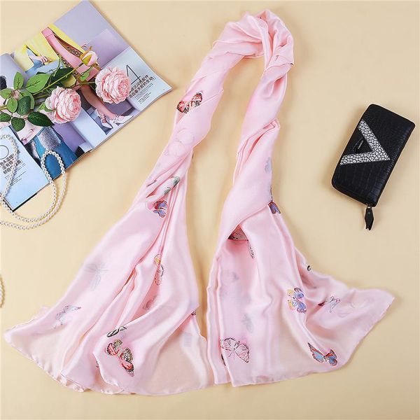 

2020 brand summer women scarf fashion soft butterfly print long shawls silk scarves wraps pashmina bandana beach hijab wmttkz bdesybag, Blue;gray