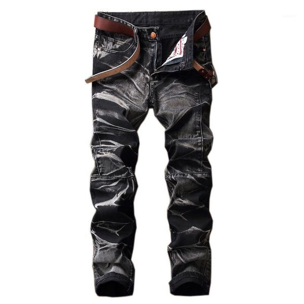 

qmgood mens retro distressed jeans denim overalls for men big size jeans hip hop men straight new fashion streetwear biker1, Blue