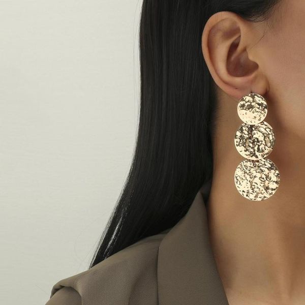 

fashion statement earrings big geometric round earrings for women hanging dangle drop earing modern female jewelry, Silver