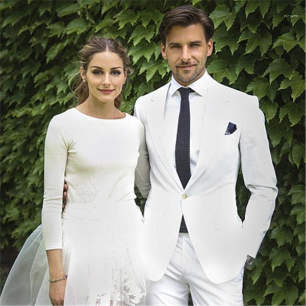 

white wedding suits for men 2 pieces(jacket+pants+tie) latest coat pant designs bridegroom groom prom blazer custom terno 1081, White;black