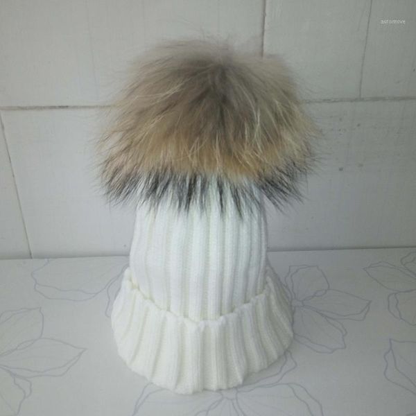 

fashion real raccoon fur winter hats for women warm bobble hat fur ball beanie knitted winter cap1, Blue;gray
