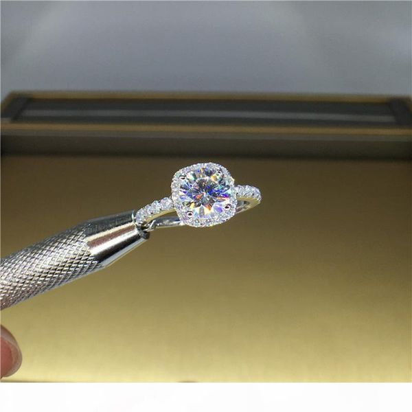 

100% 18k 750au gold moissanite diamond ring d color vvs with national certificate mo-00104, Golden;silver
