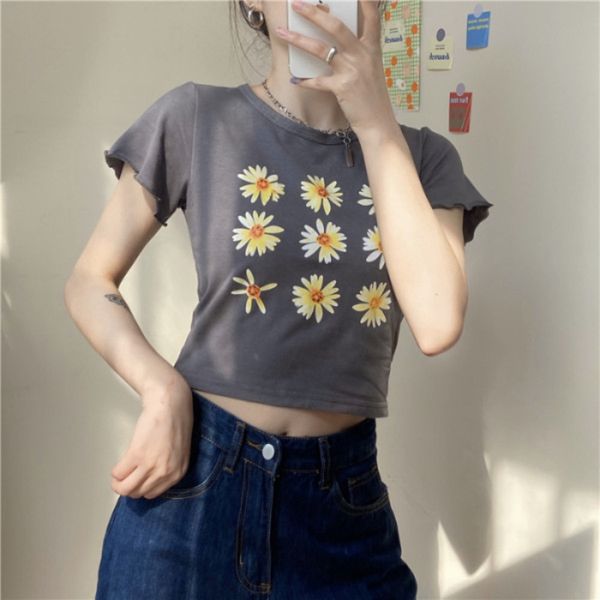 

net red super fire bm elegant style open navel short chic butterfly skirt t-shirt skirthong kong style white butterfly short sleeve t-sh