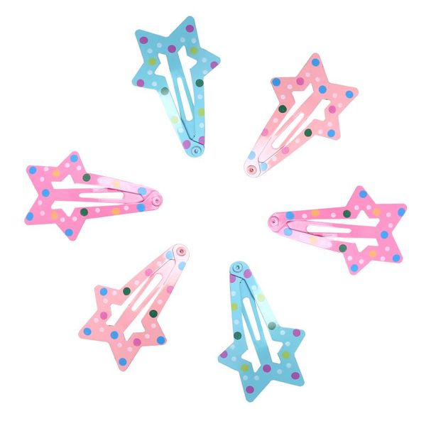 

6шт little star окрашенные клип железного волоса мгновенная шпилька волосы младенец зажим корея бобби клип цвет конфета заколки 4.6cm аксесс, Slivery;white