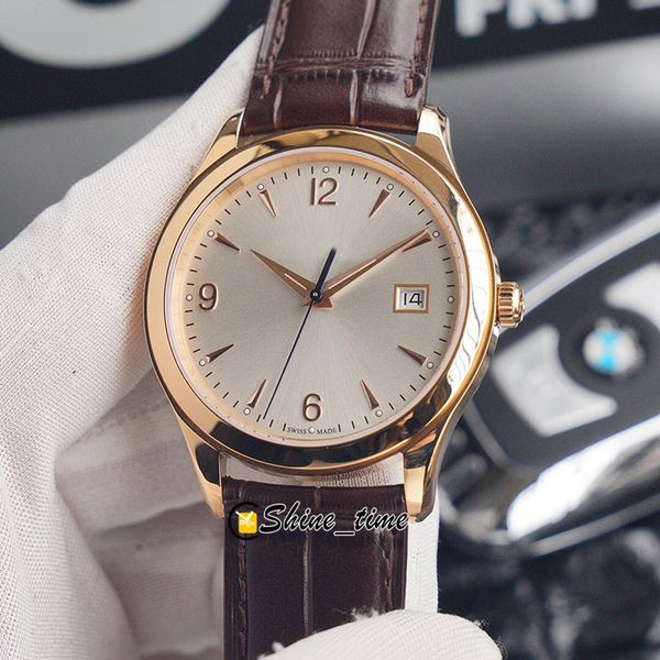 

version 41mm white dial q4018420 rose gold stainless steel case 9015 automatic mechanical mens watch leather strap designer watches, Slivery;brown