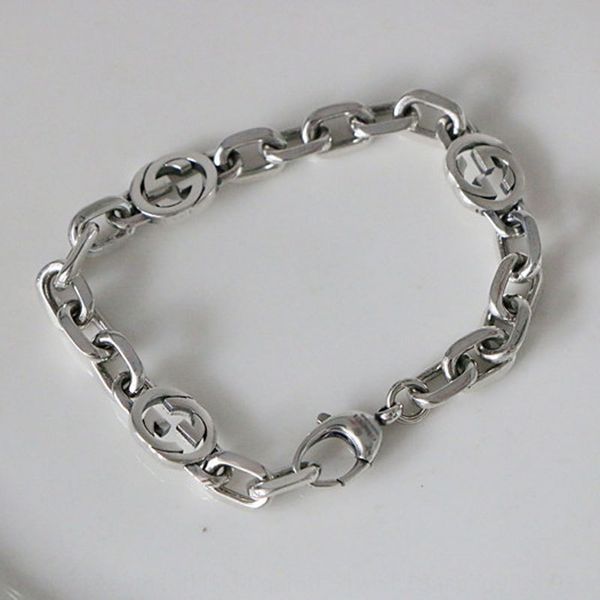 

s925 pure simple punk bare summer korean fashion lovers bracelet vest silver chain tank bracelet thai silver chaoren chain dypo3, Golden;silver