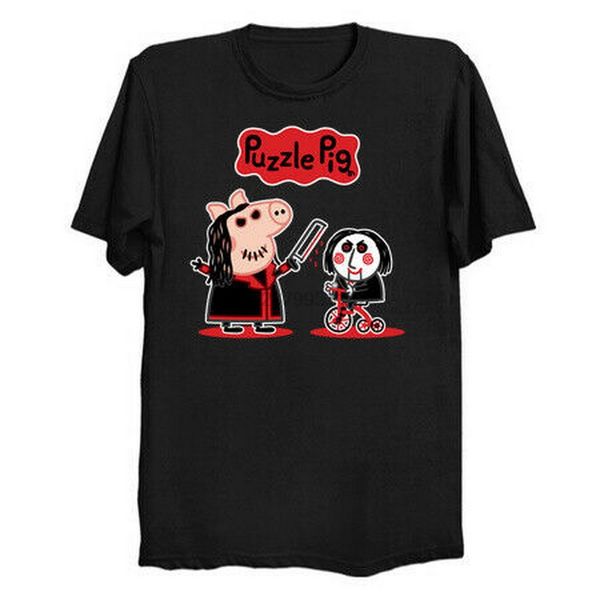 

puzzle pig billy the puppet jigsaw funny halloween black 3xl harajuku fashion classic sport hooded sweatshirt hoodie t shirt