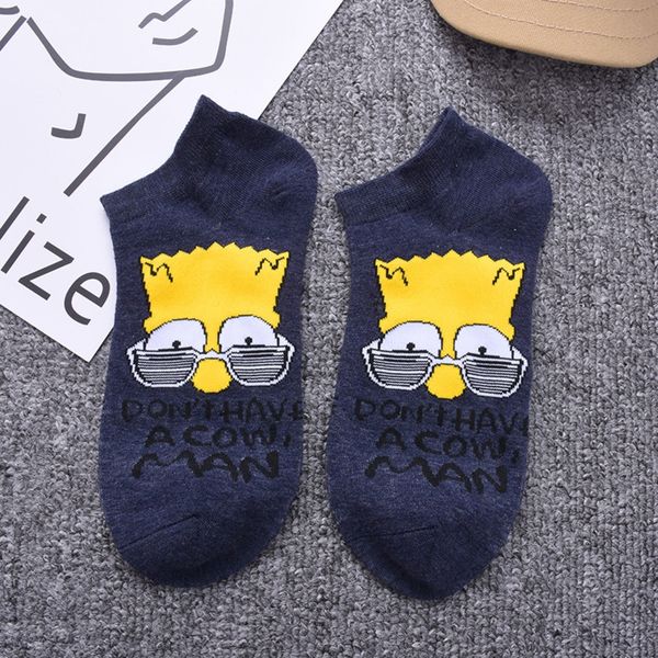 

мультфильм мужчины и женщины аудиовходов simpson моды низкого верхнего неглубоко рот хлопок cartoon короткого носки ученика спорт анимация с, Black