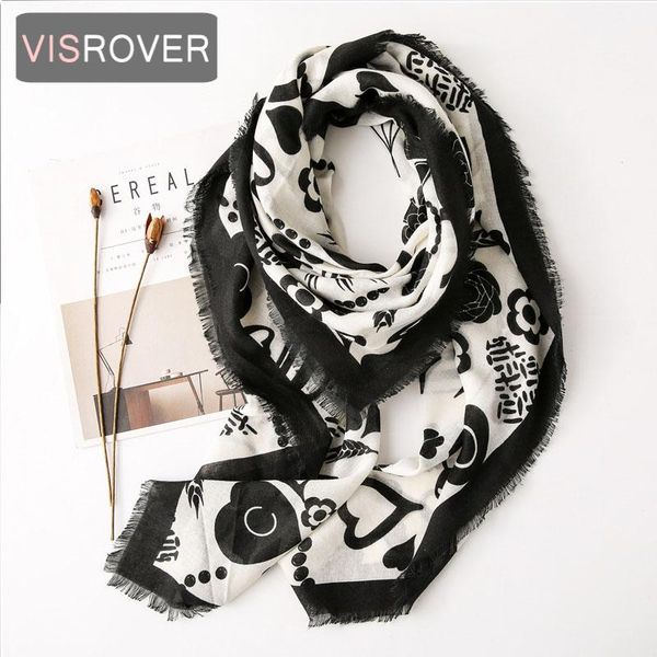 

scarves visrover 2021 fashion black white flower printing viscose scarf woman square wrap spring shawl beach muslim hijab gift, Blue;gray