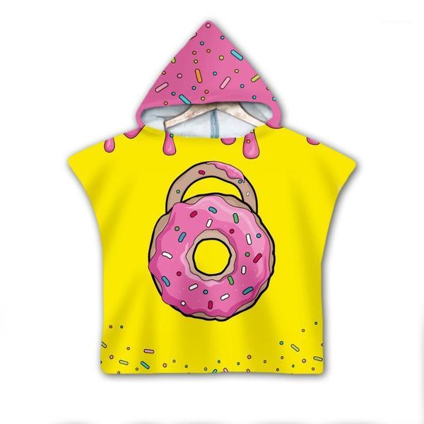 

dessert donut milk hooded baby boys and girls towel wearable bath towel for kids travel 3d print beach towels style-11