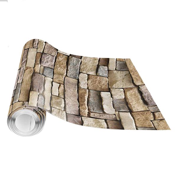 

3d paper brick stone rustic effect self-adhesive wall sticker home decor waterproof, high color fastness mothproof