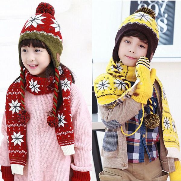 

beanies kids boys girls winter hat + scarves set 2 pcs christmas hats and 2021 fashion