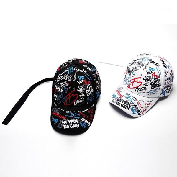

2019 new hat spring graffiti printed baseball cap parent-child duck-tongue cap long-tailed hip-hop sunshade1, Blue;gray