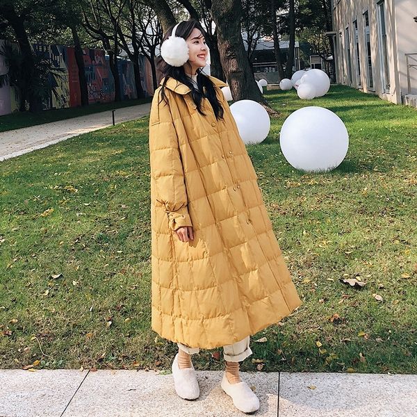 

winter women coat women down parka casual outwear female loose long down coat white duck down jackets winter jacket women y201026, Black