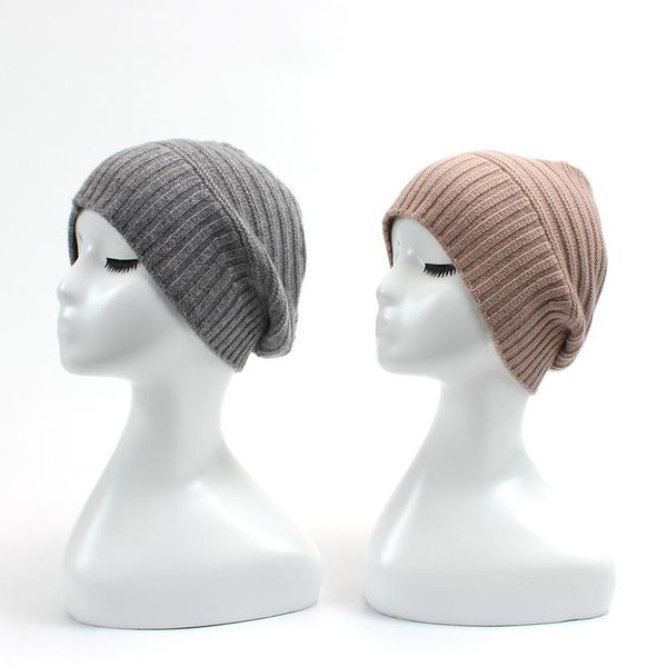 

hats, scarves & gloves sets 100% cashmere knitted horizontal striped hat, autumn and winter warm hat for women men, Blue;gray