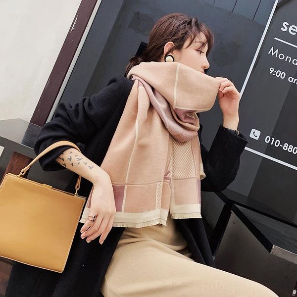 

new scarf winter shawl fashion lady artificial cashmere bufanda print women scarves female warm stoles thick hijab, Blue;gray