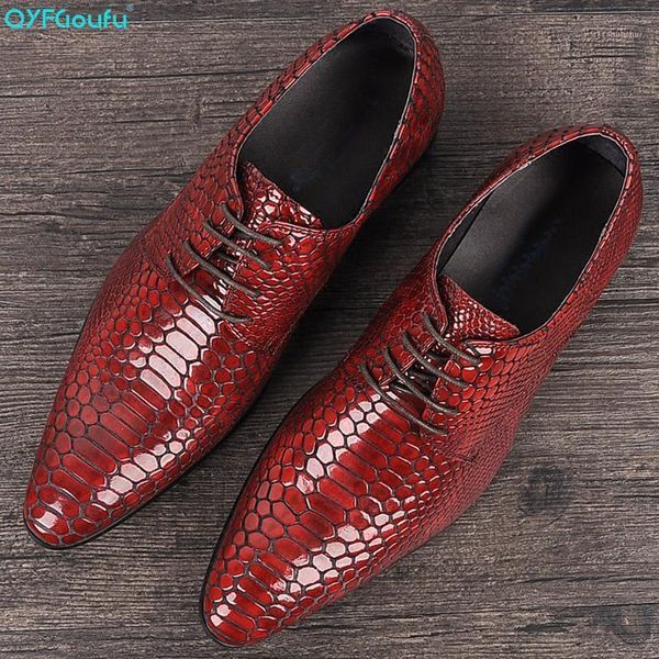 

qyfcioufu luxury classic snake pattern mens oxfords dress shoes genuine cow leather pointed toe lace up male formal wedding shoe1, Black