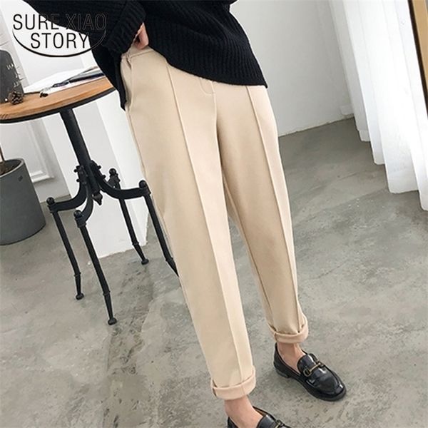 

women pants thicken pencil pants female work suit pant autumn winter plus size ol style loose wool trousers capris 6648 50 201228, Black;white