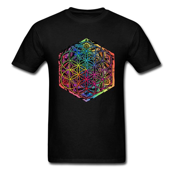 

new coming sacred geometry flower of life mandala color family black short sleeve unique s sport hooded sweatshirt hoodie men t shirt