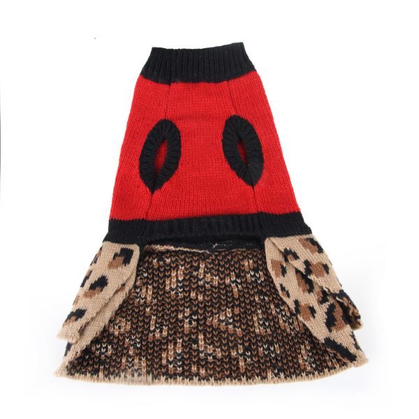 

pet dog clothes autumn and winter stripe dress knitting bow skirt thickening keep warm puppy clothing 16dg uu