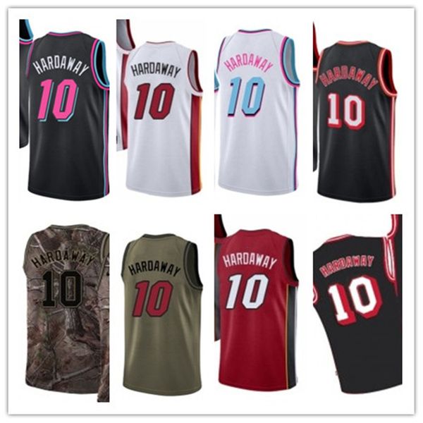 

custom 2020 style jerseys black white green grey army green 10 tim hardaway basketball jersey, Black;red