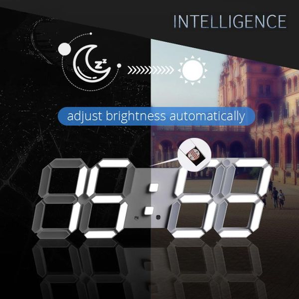 

39cm large led wall clock modern 3d digital alarm clocks table desk night light wall clock 24 or 12 hour for home kitchen office