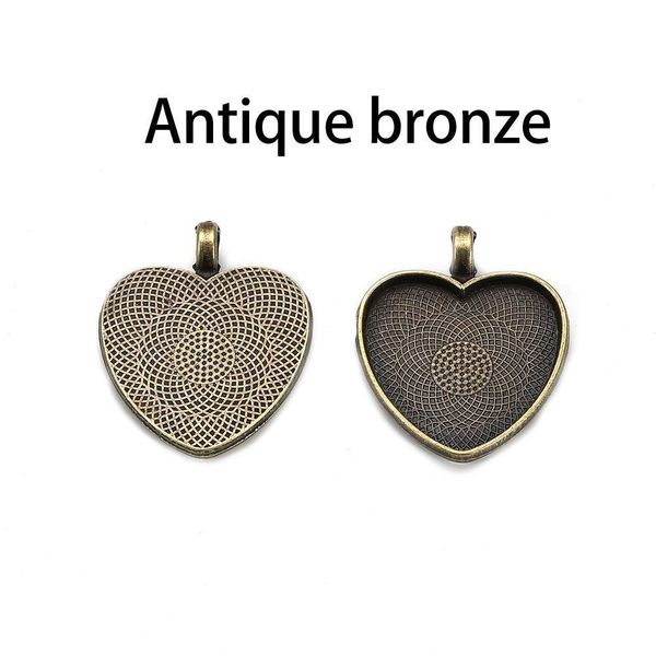 

10pcs/lot 25mm heart-shaped pendant cabochon base setting cameo findings for diy jewelry making supplies 10pcs/lot 25mm q bbymvt, Black