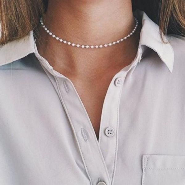 

women fashion simulated-pearl chain choker necklace for women party collar necklace wedding jewelry gifts, Golden;silver