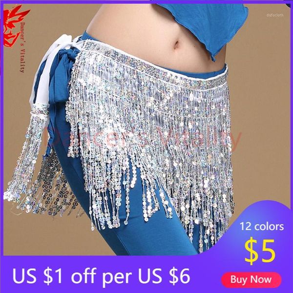 

12 colors belly dance accessories women belly dance hip scarf tassel sequins belt girls belt1, Black;red
