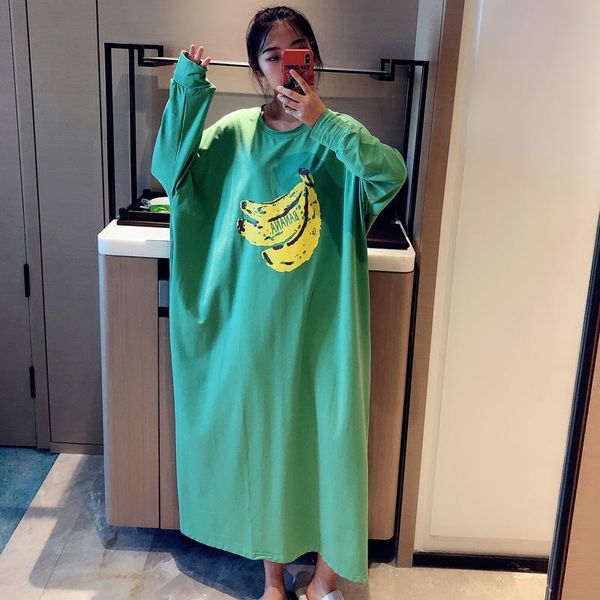 

women's sleepwear big and wide cartoon long night dress women sleeve nightgown oversize sleepshirts nightie nightdress cotton, Black;red