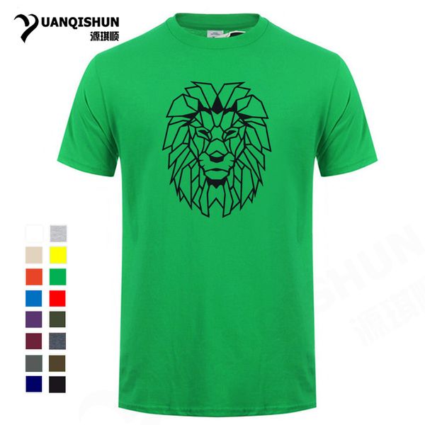 

sport geometric animal tshirt lion head art line design t-shirt 2018 men's fashion cotton t-shirt teen fashion street clothing