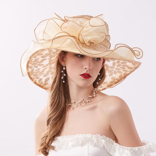 

women summer mesh chiffon sequin sun hats, Blue;gray