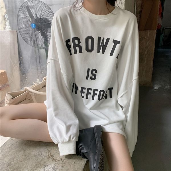 

oasrh new 2020 new loose round pullover sweater women's mid-length fashion 2020 autumn autumn neck pulloverpulloverloose round neck p, Black