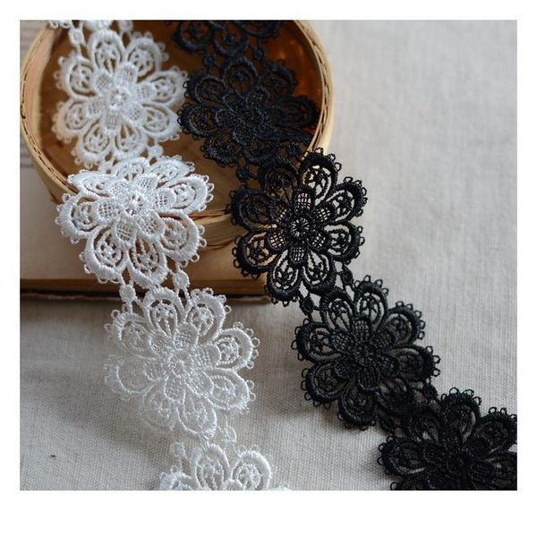 

wholesale price eters/lot 5cm width white black burgundy water soluble flower lace trim sewing floral lace fabric tr jlljqx