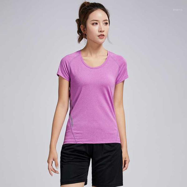 

running jerseys 2021 sports shirts fitness women yoga quick dry short sleeve gym t shirt training workout slim female clothing1, Black;blue