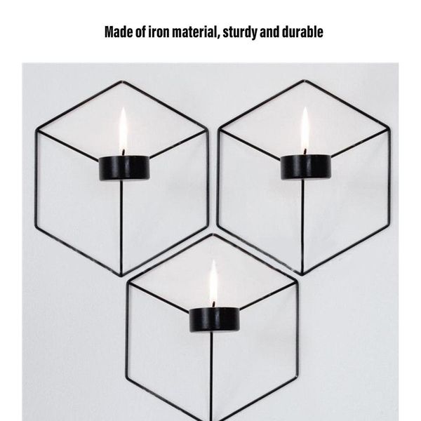 

nordic style 3d geometry candlestick metal wall hexagon candle holder sconce tealight matching wedding dec bbyuws bdesports
