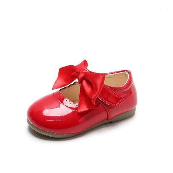 

flat shoes 2021 princess girls toddlers infants leather children' flats with ribbon bow-knot pu patent kids 15-301, Black;grey
