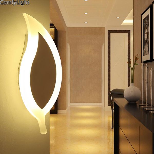 

wall lamp nordic leaf kids room light bedside led living indoor loft lighting decor acrylic porch aisle lanterns