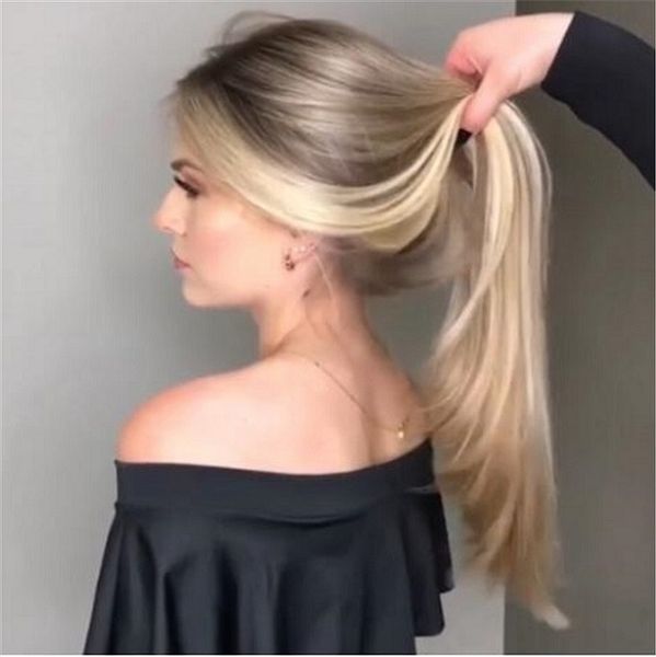 

european and american popular style wig female wig hair gradually change color, long straight hair, slimmed head cover, party wigs, fashiona, Black