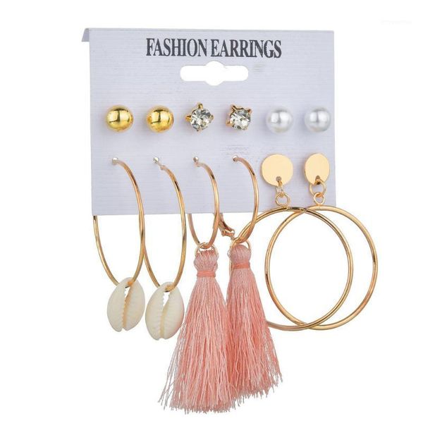 

female diy bohemian tassel acrylic earrings for women earrings set big geometric earring fashion jewelry direct delivery1, Golden;silver